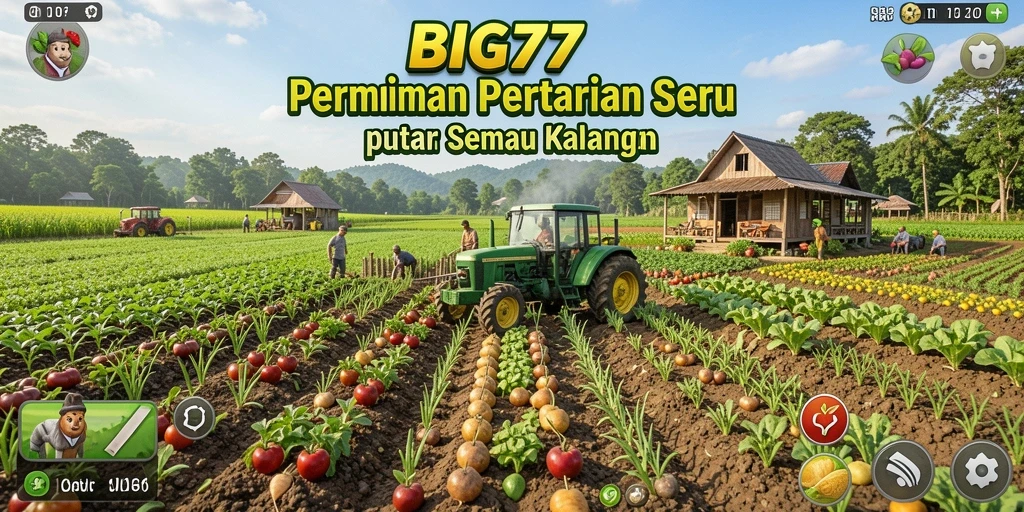 Screenshot gameplay BIG77 yang menampilkan aktivitas pertanian.