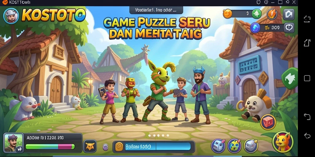 Tampilan menarik dari gameplay KOSTOTO yang penuh warna.
