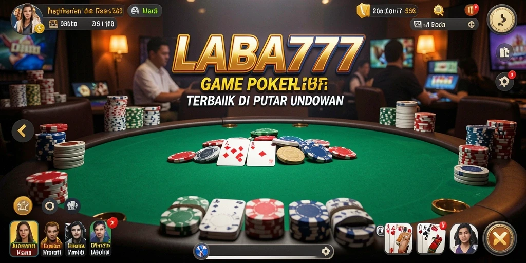 Tangkapan layar utama LABA777 menampilkan pengalaman bermain poker yang intens.
