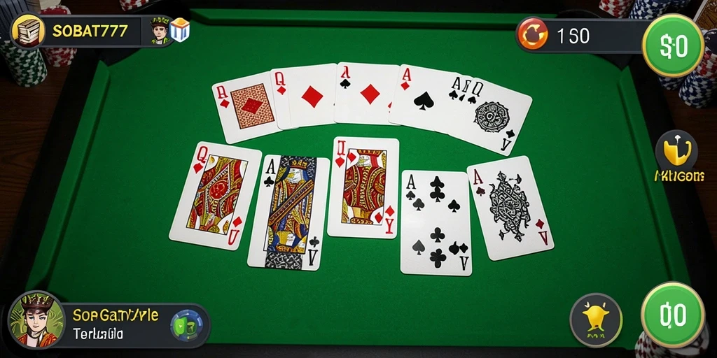 Screenshot gameplay SOBAT777 menampilkan pengalaman seru permainan Gaple.