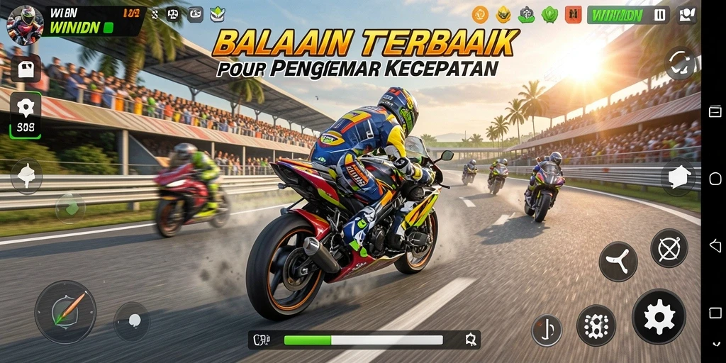 Tangkapan layar dari gameplay balapan motor di WINIDN.