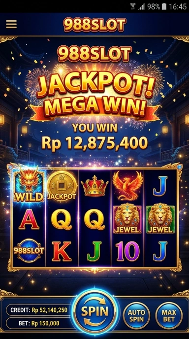 Tampilan utama aplikasi 988slot yang user-friendly.